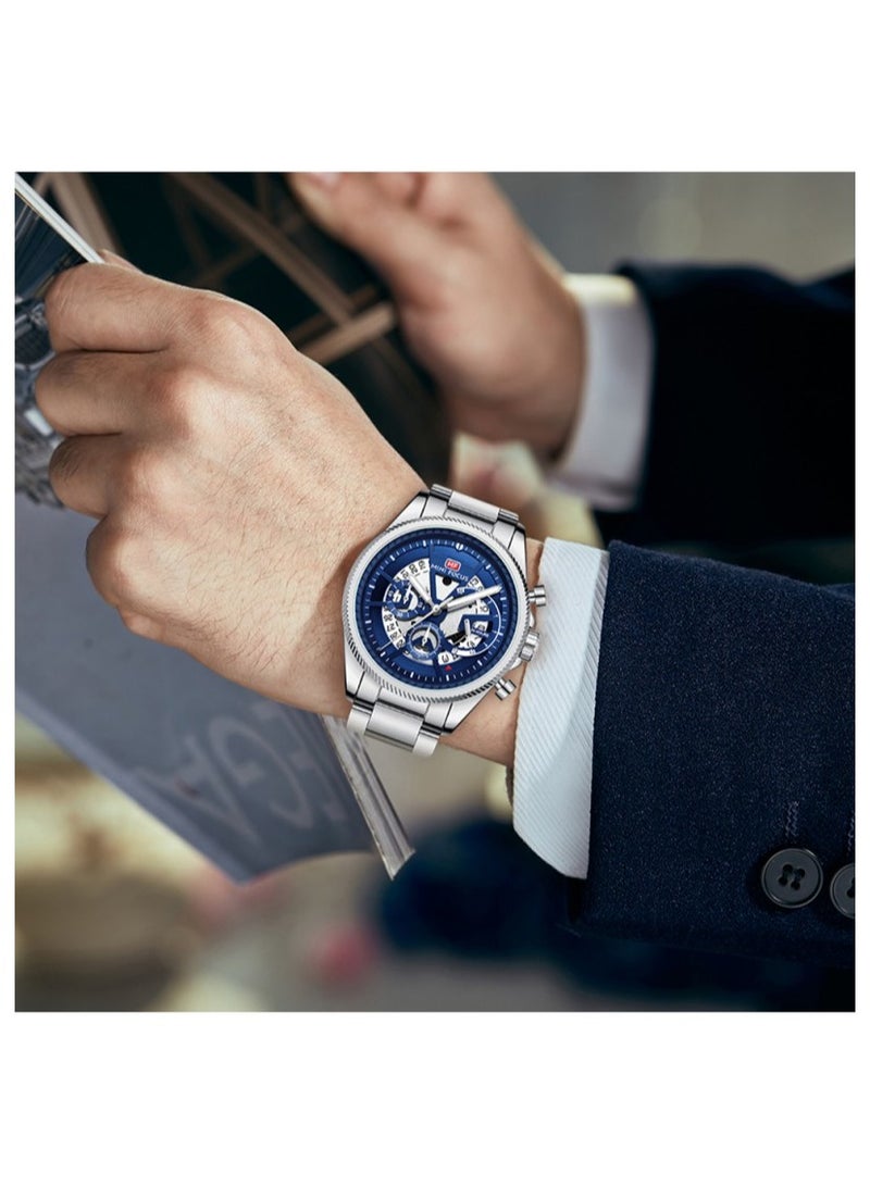 ميني فوكاس ساعة ميني فوكس MF0490G.03 للرجال بحركة كوارتز كلاسيكية وتاريخ وحزام من الفولاذ المقاوم للصدأ ومقاومة للماء - Image 4