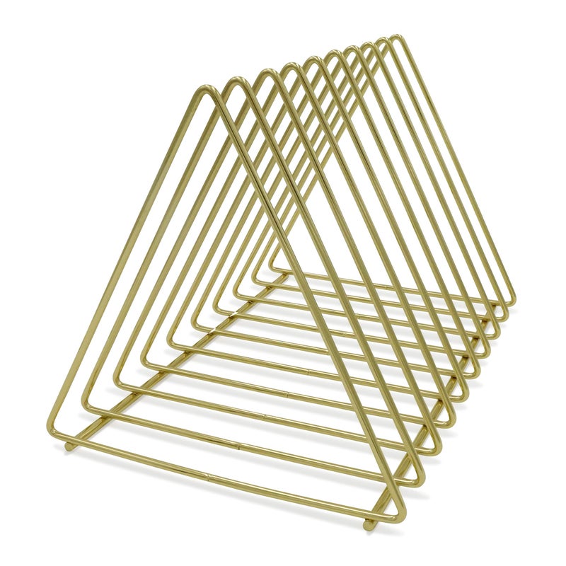 KeKaBox Yellow Gold Metal Wire File Folder Organizer Storage Rack, Decorative Office Desktop Mail Sorter - Image 3
