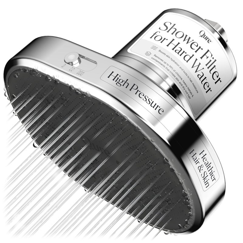 Qure Shower Filter Head for Hard Water healthier Hair Skin Nails Reduces 99 Chlorine High Pressure Showerhead Improve your Beauty and Skincare Routine Dermatologistapproved Silver - Image 2