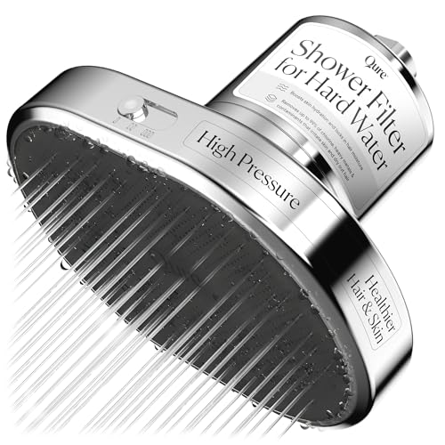 Qure Shower Filter Head for Hard Water healthier Hair Skin Nails Reduces 99 Chlorine High Pressure Showerhead Improve your Beauty and Skincare Routine Dermatologistapproved Silver - Image 1