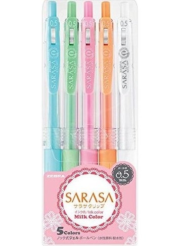 ZEBRA Sarasa Clip Gel Roller Pen Set of 5 Milk Color 0.5Mm 