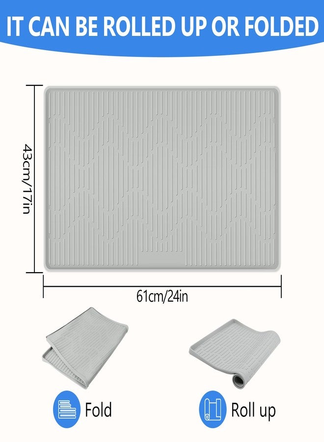 Lanstics 24" x 17" Silicone Dish Drying Mat for Kitchen Lanstics Drying Kitchen Mat Versatile Silicone Mat for Dishes Non-Slip Drying Mat Fast Dry Kitchen Counter Drying Mat for Home Coffee Bar Accessories - Image 2