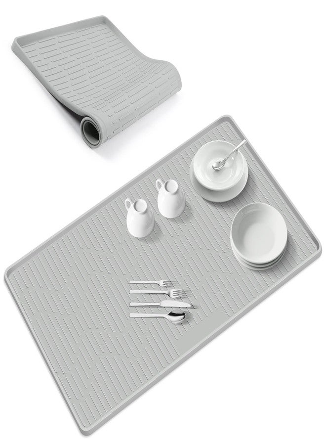 Lanstics 24" x 17" Silicone Dish Drying Mat for Kitchen Lanstics Drying Kitchen Mat Versatile Silicone Mat for Dishes Non-Slip Drying Mat Fast Dry Kitchen Counter Drying Mat for Home Coffee Bar Accessories - Image 1