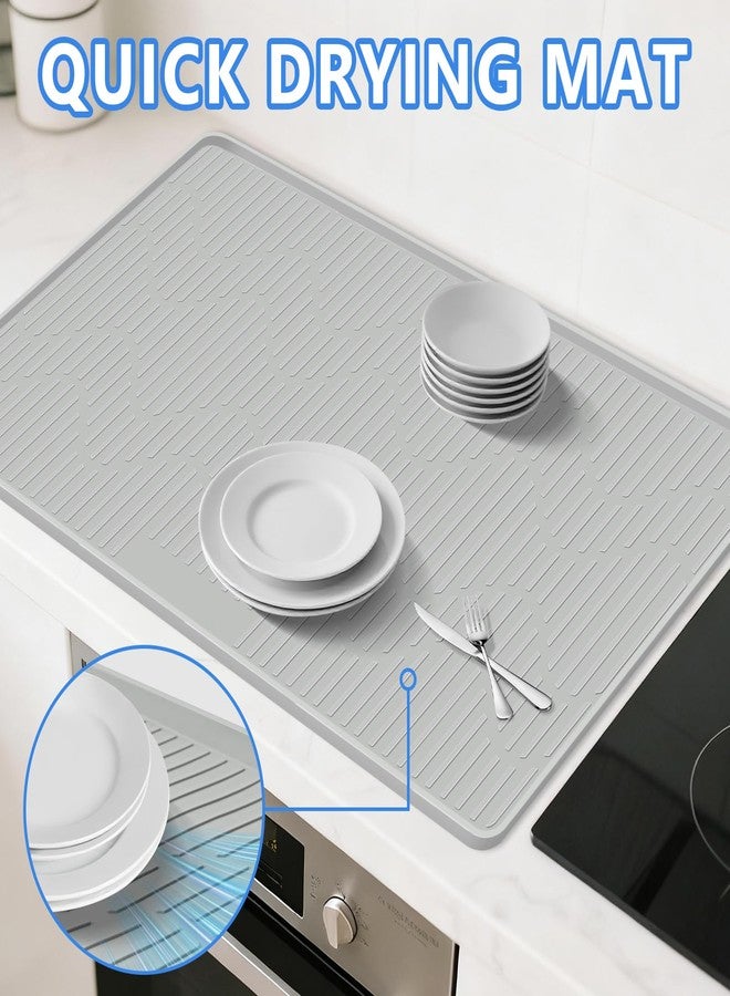 Lanstics 24" x 17" Silicone Dish Drying Mat for Kitchen Lanstics Drying Kitchen Mat Versatile Silicone Mat for Dishes Non-Slip Drying Mat Fast Dry Kitchen Counter Drying Mat for Home Coffee Bar Accessories - Image 4