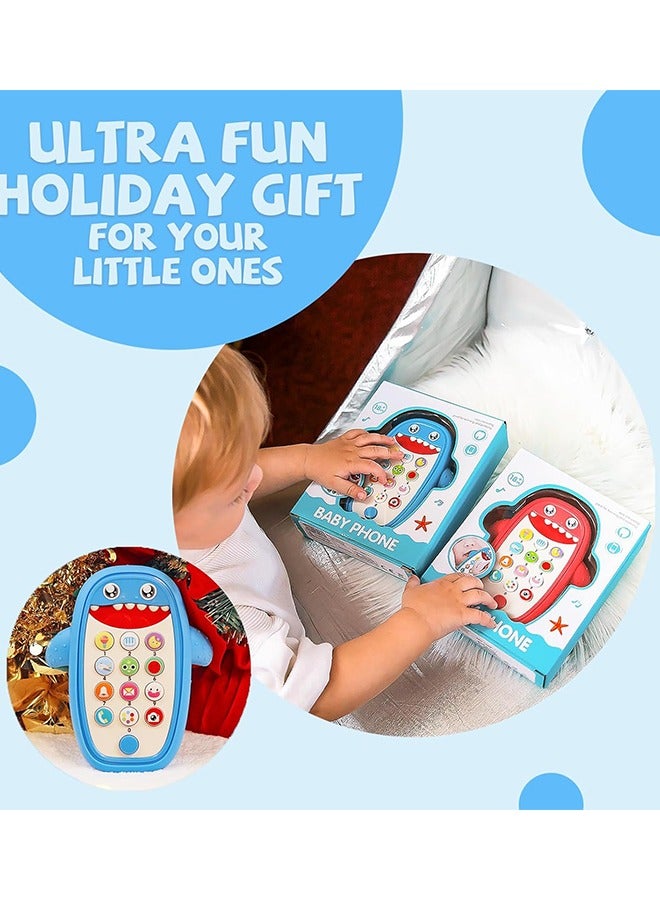 Sommer Baby Shark Cell Phone Toy Removable Case, Light, Music & Adjustable Volume Kids Play & Learn Fake Phone Infant Toddler, Preschool Holiday Birthday Present for Girl Boy 0-6, 6-18 Months (Blue) - Image 5