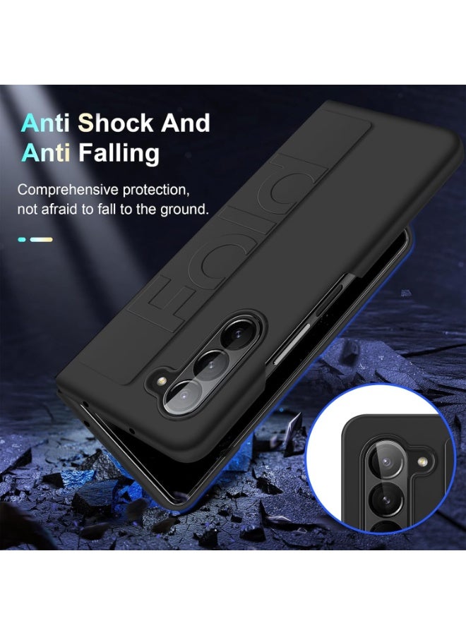 X-level Samsung Galaxy Z Fold 6 Case Cover with Hand Strap, Anti-Scratch Shockproof PC Wristband Cover Thin Protective Phone Case for Samsung Galaxy Z Fold 6 (Black) - Image 5