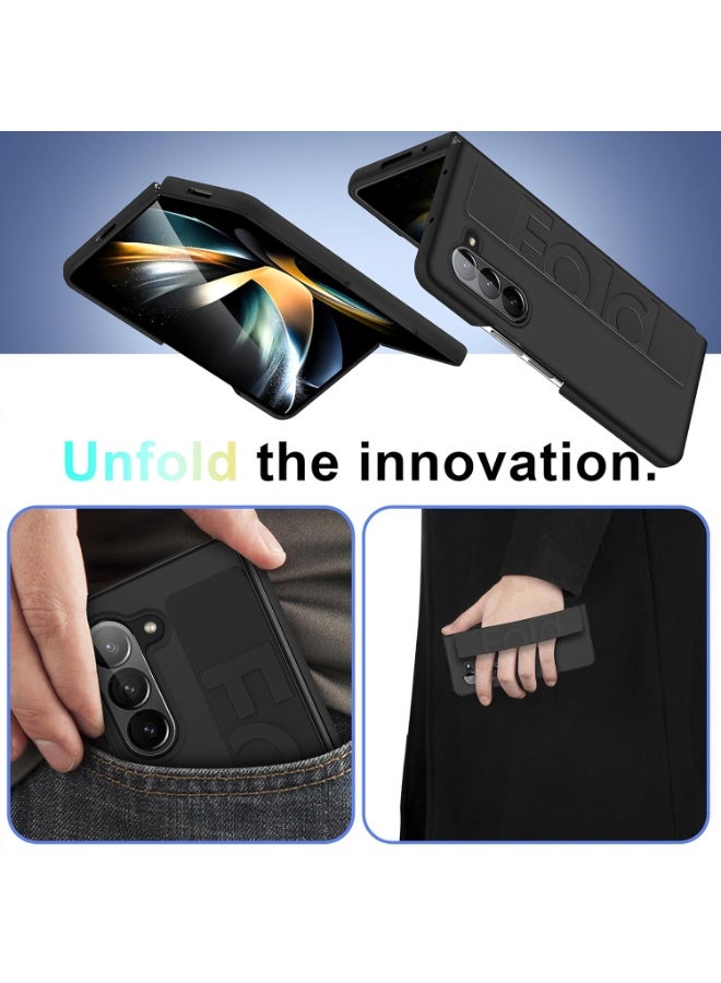 X-level Samsung Galaxy Z Fold 6 Case Cover with Hand Strap, Anti-Scratch Shockproof PC Wristband Cover Thin Protective Phone Case for Samsung Galaxy Z Fold 6 (Black) - Image 2