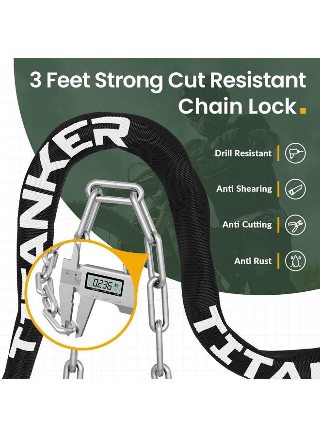 Titanker Heavy Duty Bicycle Lock Chain with Keys - 3 Feet Anti-Theft Lock for Bikes, Motorcycles, Doors, Gates, Fences, Grills (6mm Thick) - Image 2