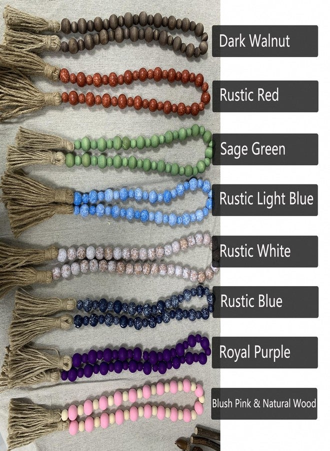 Fenisam Handcrafted Farmhouse Wooden Decorative Beads Garland, Table Tray Boho Wood Beads with Tassel, Small Rustic Antique Decor for Home and Events (Sage Green) - Image 5