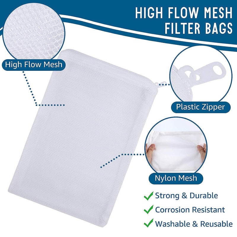 VAYINATO ® Filter Media Bags 10 PCS (White) Aquarium Mesh Nylon Filter Media Net Bags with Zipper for Pellet Carbon, Ammonia Remover, Ceramic Rings, Bio Balls (500G) by Petzlifeworld - Image 3