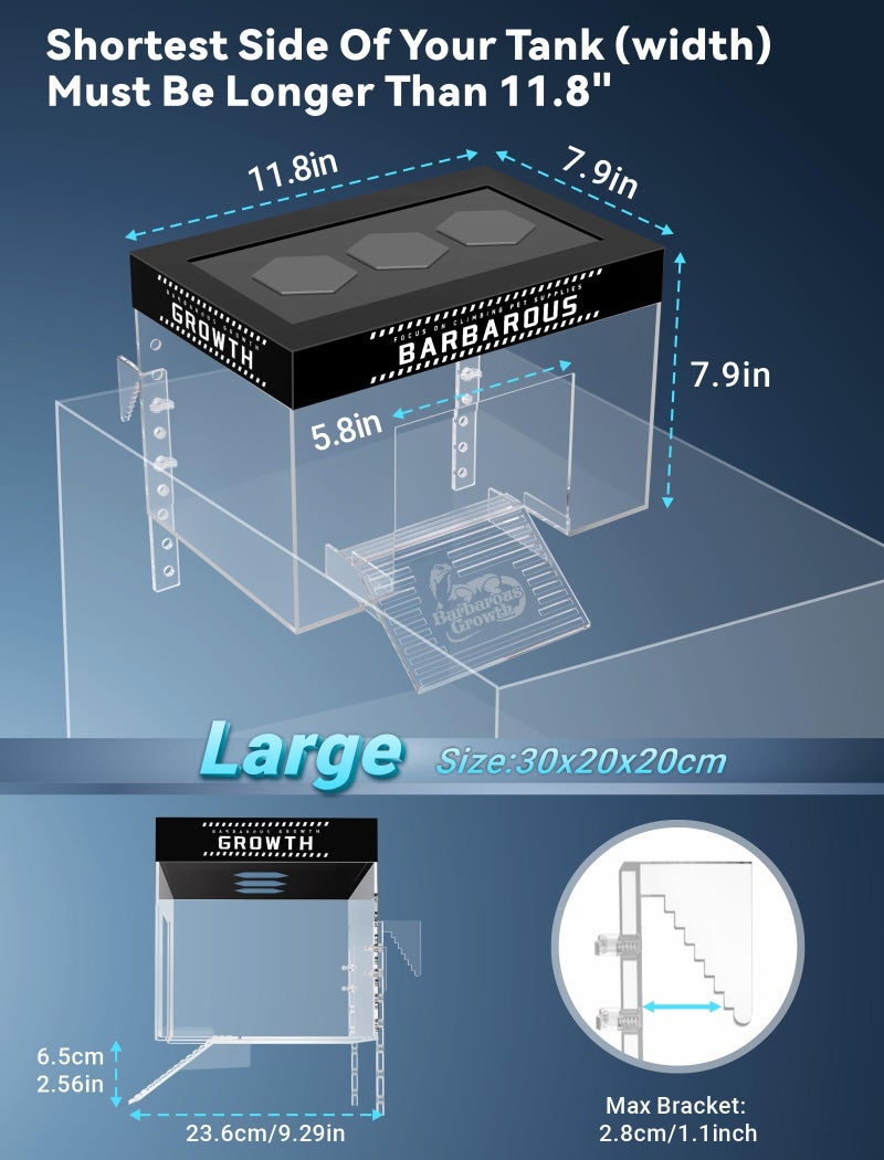 GOZILLA Adjustable Turtle Basking Platform, 11.8x7.9x7.9''Acrylic Turtle Topper & Dock, Hanging Platform Enclosure Warm Room for Turtles, Small Reptiles.(Large) - Image 2