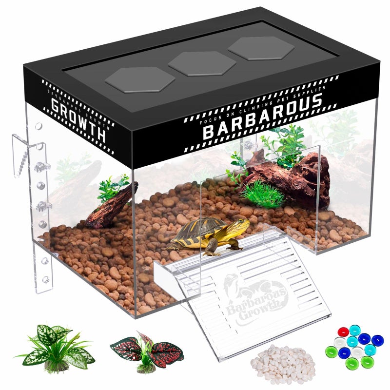 GOZILLA Adjustable Turtle Basking Platform, 11.8x7.9x7.9''Acrylic Turtle Topper & Dock, Hanging Platform Enclosure Warm Room for Turtles, Small Reptiles.(Large) - Image 1
