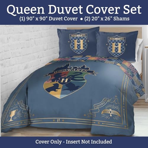 Jay Franco Duvet Cover Set 3 Piece Comforter Cover and Sham Set Super Soft Cozy Kids Bedding Insert Not Included Blue Harry Potter Queen - Image 3