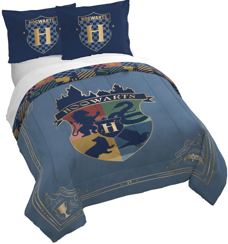 Jay Franco Duvet Cover Set 3 Piece Comforter Cover and Sham Set Super Soft Cozy Kids Bedding Insert Not Included Blue Harry Potter Queen - Image 2