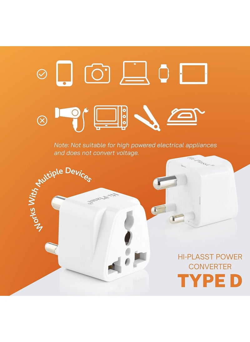 HI PLASST PINS N PLUGS HiPlasst Pack of 2 US to India Converter Plug Type D Adapter with 3Pin Design UK to India Travel Adapter for Laptop Camera Charger Compatible with Indian Sockets  - Image 4