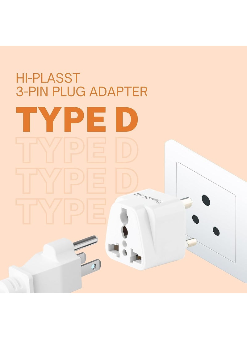 HI PLASST PINS N PLUGS HiPlasst Pack of 2 US to India Converter Plug Type D Adapter with 3Pin Design UK to India Travel Adapter for Laptop Camera Charger Compatible with Indian Sockets  - Image 5