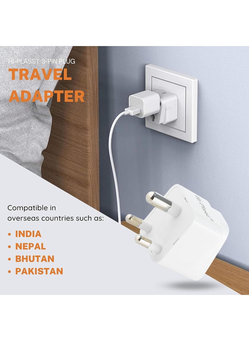 HI PLASST PINS N PLUGS HiPlasst Pack of 2 US to India Converter Plug Type D Adapter with 3Pin Design UK to India Travel Adapter for Laptop Camera Charger Compatible with Indian Sockets  - Image 3