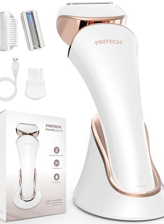 pritech Electric Shaver for Women - Cordless Ladies Shaver, Lady Razor for Legs, Arm, Underarms, Bikini, USB Rechargeable Razor Wet & Dry Waterproof Razor for Woman - Image 1