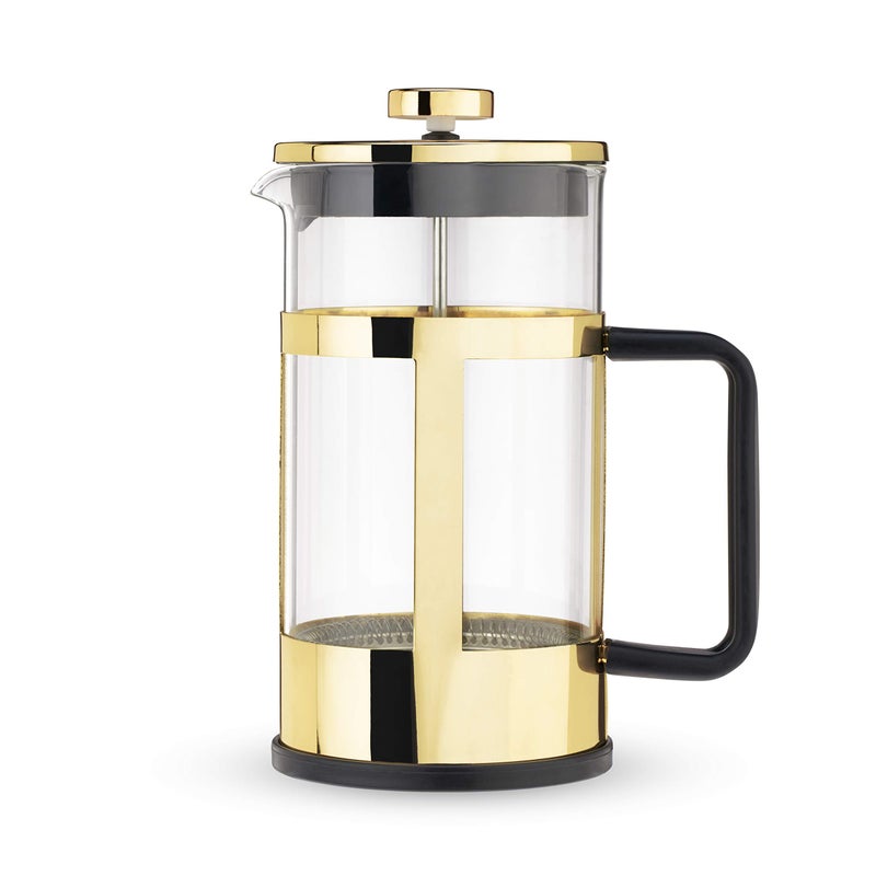 Pinky Up Piper Stainless Steel French Press Coffee Maker Borosilicate Glass Tea Press for Loose Tea Stylish Durable Easy to Clean Sleek Design Coffee Bar Accessories 34 oz Gold