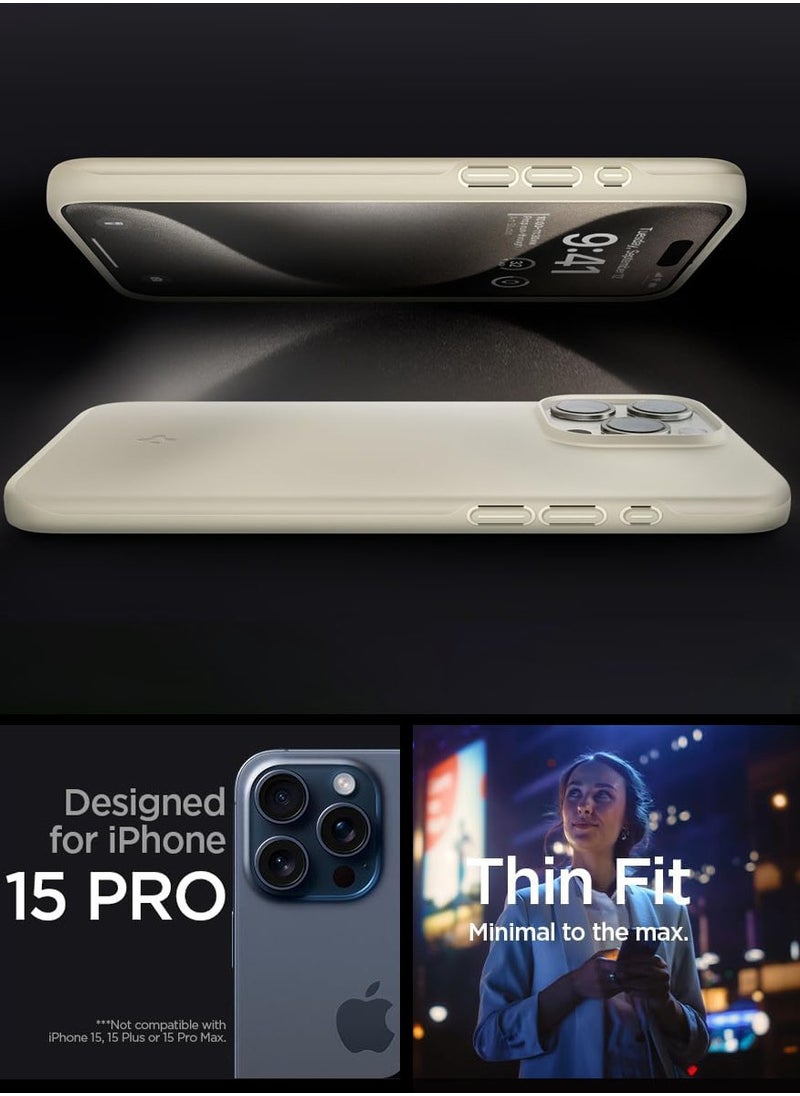 Spigen Thin Fit for iPhone 15 Pro Case Cover - Mute Beige  - Image 2
