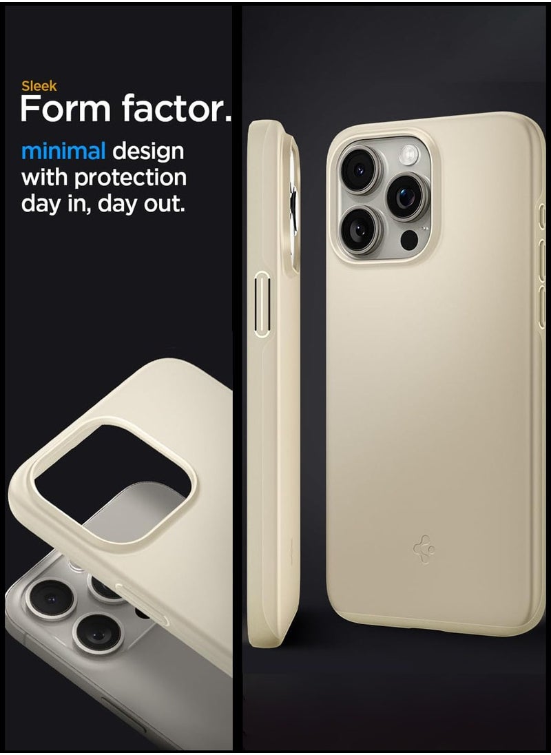 Spigen Thin Fit for iPhone 15 Pro Case Cover - Mute Beige  - Image 3