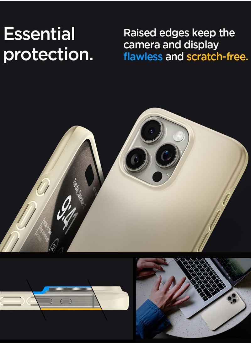 Spigen Thin Fit for iPhone 15 Pro Case Cover - Mute Beige  - Image 5