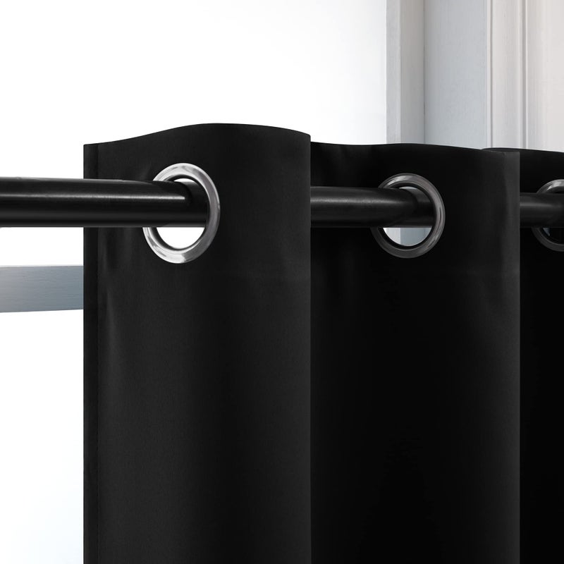 Pitalk Short Blackout Curtains For Bedrooom 2 Panels Halloween Decor Grommet 24 Inch Length Room Darkening Small Window Curtains For Basement Bathroom Kitchen Black - Image 2