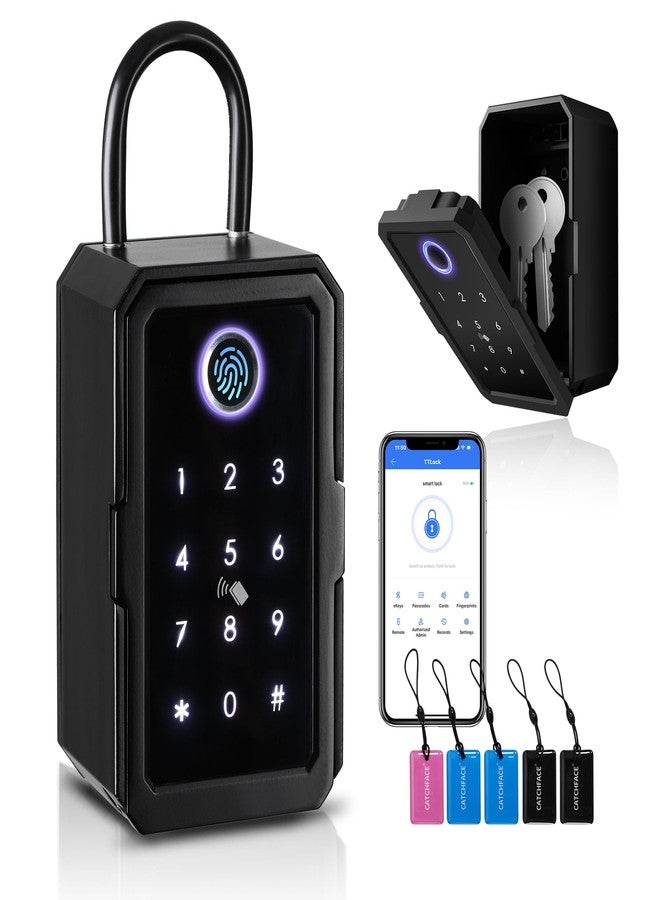 CATCHFACE Smart Box Lock,CATCHFACE Key Lock Box 5-in-1 Bluetooth Lock Box Support TTLock APP and Share ekey Bluetooth Key Lockbox for Door Handle and Wall Smart lockbox for Airbnb Realtor Office Home[New] - Image 1