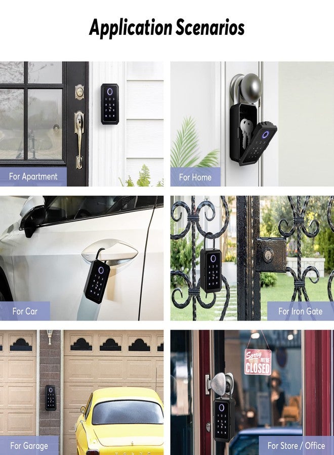 CATCHFACE Smart Box Lock,CATCHFACE Key Lock Box 5-in-1 Bluetooth Lock Box Support TTLock APP and Share ekey Bluetooth Key Lockbox for Door Handle and Wall Smart lockbox for Airbnb Realtor Office Home[New] - Image 3