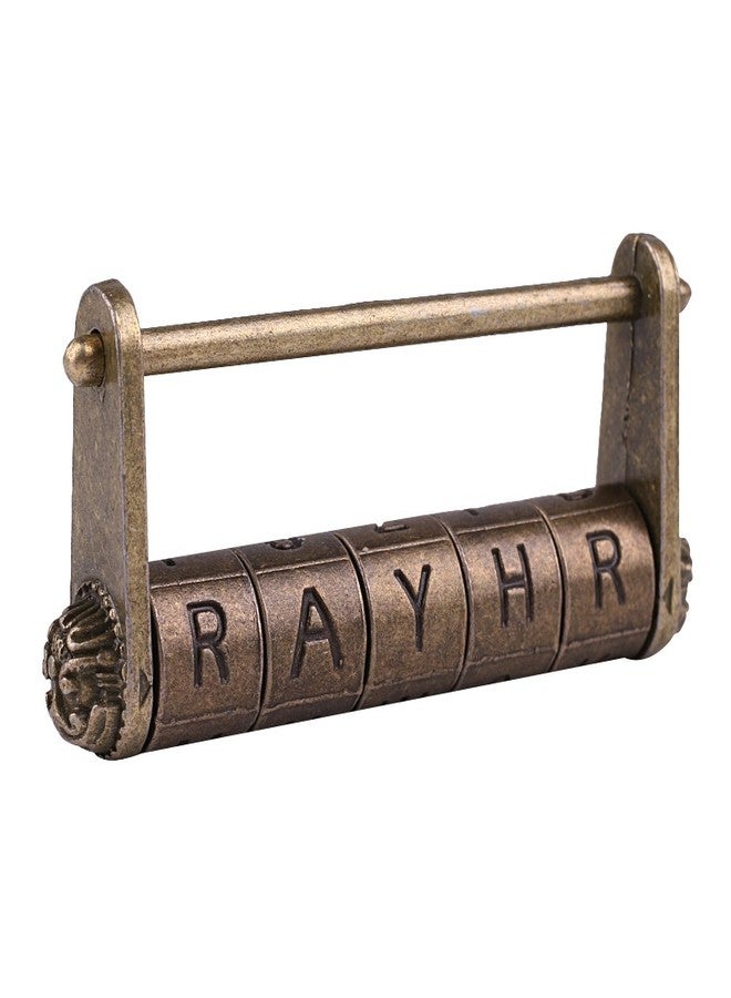 GTHER Antique Vintage Combination Password Lock Padlock, Chinese Decorative English Letter Combination Escape Room Lock for Box Cabinet Furniture Trunk, 80x37mm - Image 1