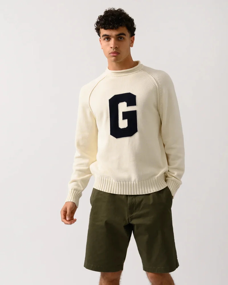 غانت Gant Intarsia G Crew Neck Sweater