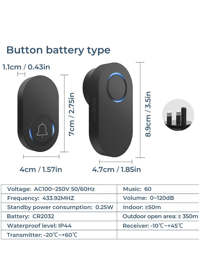 Mordely - Wireless Doorbell for Home - Battery Operated, 1000 Feet, Wireless Door Bell w/LED Flash, 1 push button + 1 receiver - Image 1