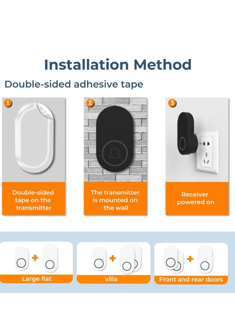 Mordely - Wireless Doorbell for Home - Battery Operated, 1000 Feet, Wireless Door Bell w/LED Flash, 1 push button + 1 receiver - Image 1
