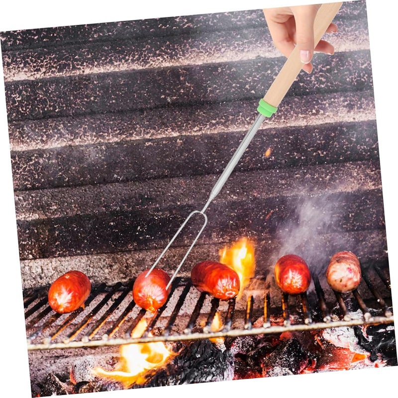 TEHAUX 4pcs Adjustable Stainless Steel Fondue Forks with Comfortable Wooden Handles for Chocolate Cheese Fruits Mini Corn Ice Cream Extendable Skewer Sticks for Parties Camping Bbq - Image 5