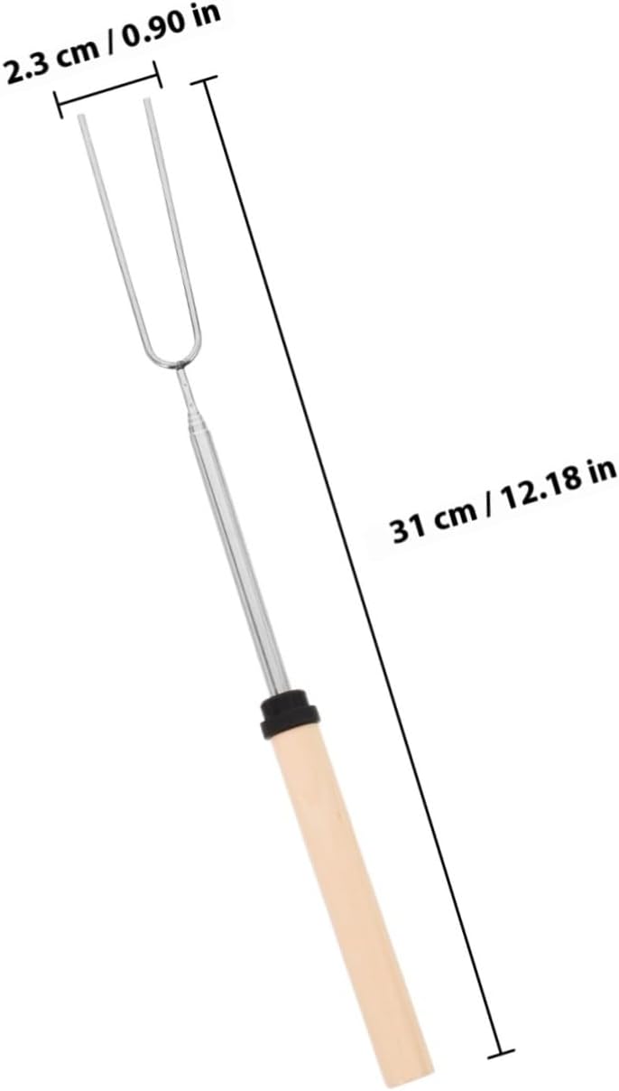 TEHAUX 4pcs Adjustable Stainless Steel Fondue Forks with Comfortable Wooden Handles for Chocolate Cheese Fruits Mini Corn Ice Cream Extendable Skewer Sticks for Parties Camping Bbq - Image 2