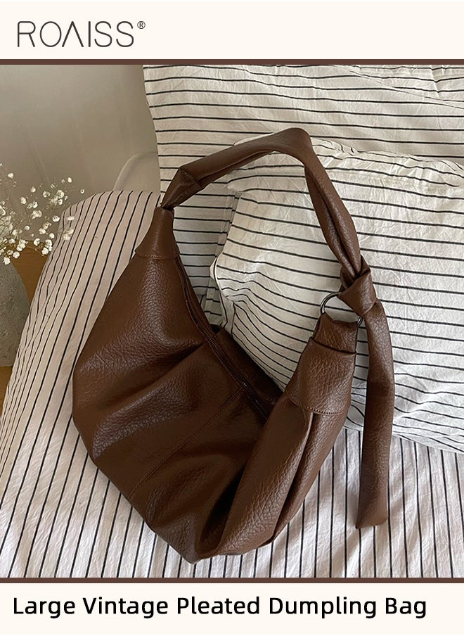 Retro Soft Leather Pleated Dumpling Bag Lazy Style Casual and Versatile Horn Single Shoulder Crossbody Bag Large Capacity Zippered Hidden Pocket and Small Side Pocket Adjustable Shoulder Strap - pzsku/ZEB3037D1C6A241FDE354Z/45/_/1715926736/e3a5d7a1-9c47-4aba-83e4-24a17072940f