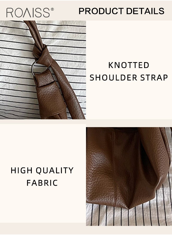 Retro Soft Leather Pleated Dumpling Bag Lazy Style Casual and Versatile Horn Single Shoulder Crossbody Bag Large Capacity Zippered Hidden Pocket and Small Side Pocket Adjustable Shoulder Strap - pzsku/ZEB3037D1C6A241FDE354Z/45/_/1715926737/9f9cf993-90de-423e-8c86-a36918ec374b