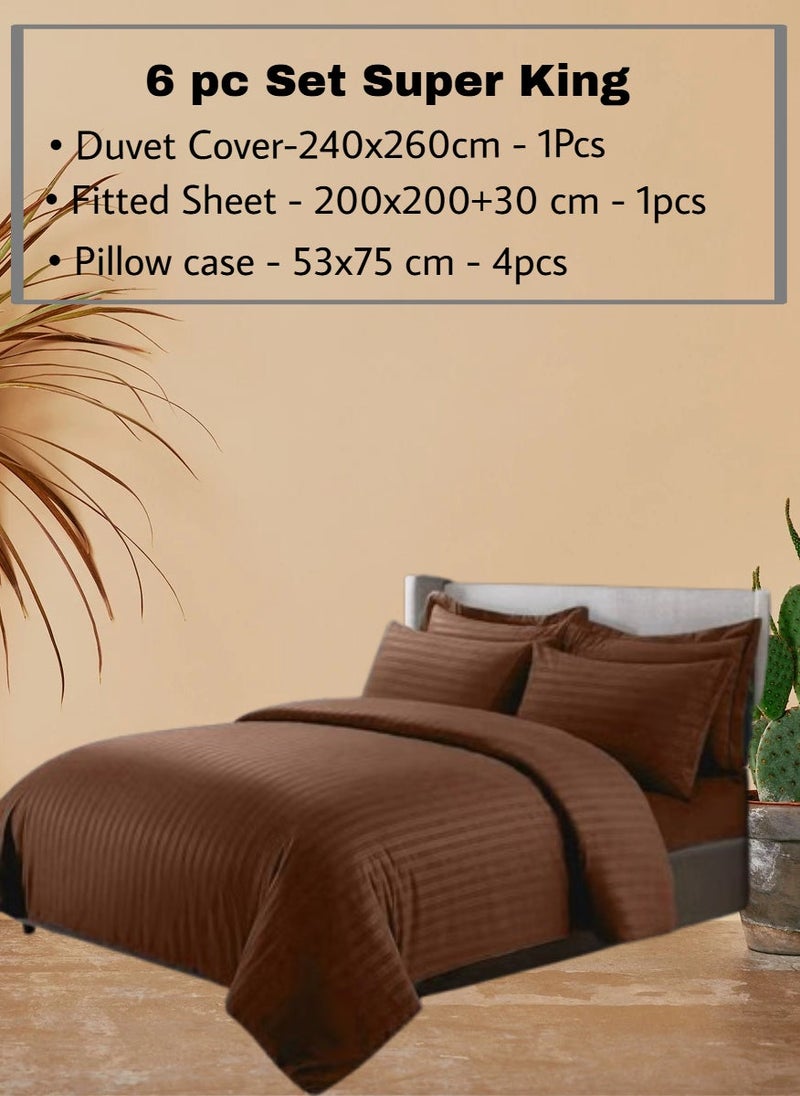 REDTOMMY 6-Piece Super King Duvet Cover Bedding Set – Duvet Cover(240x260cm), Fitted Sheet(200x200+30cm) & 4 Pillowcases(53x75cm),color - Brown - Image 2