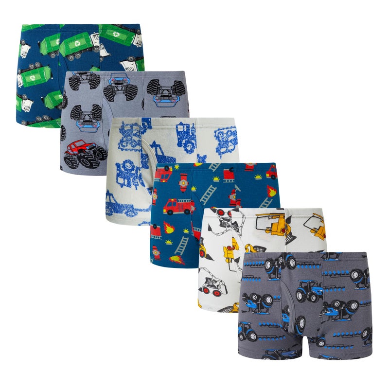 Winging Day Boys' Cotton 6-Pack Fire Trucks Boxer Brief Underwear Size 4T - Image 2