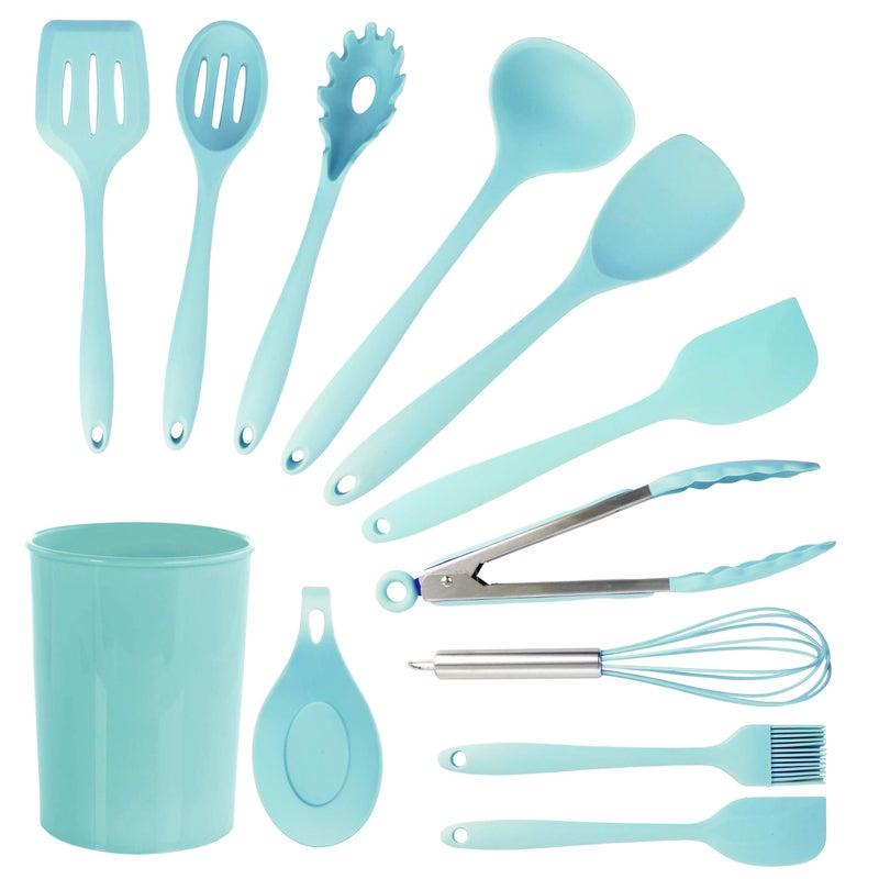 MegaChef Tool Cookware Utensil Set, 12 Piece, Light Teal - Image 1