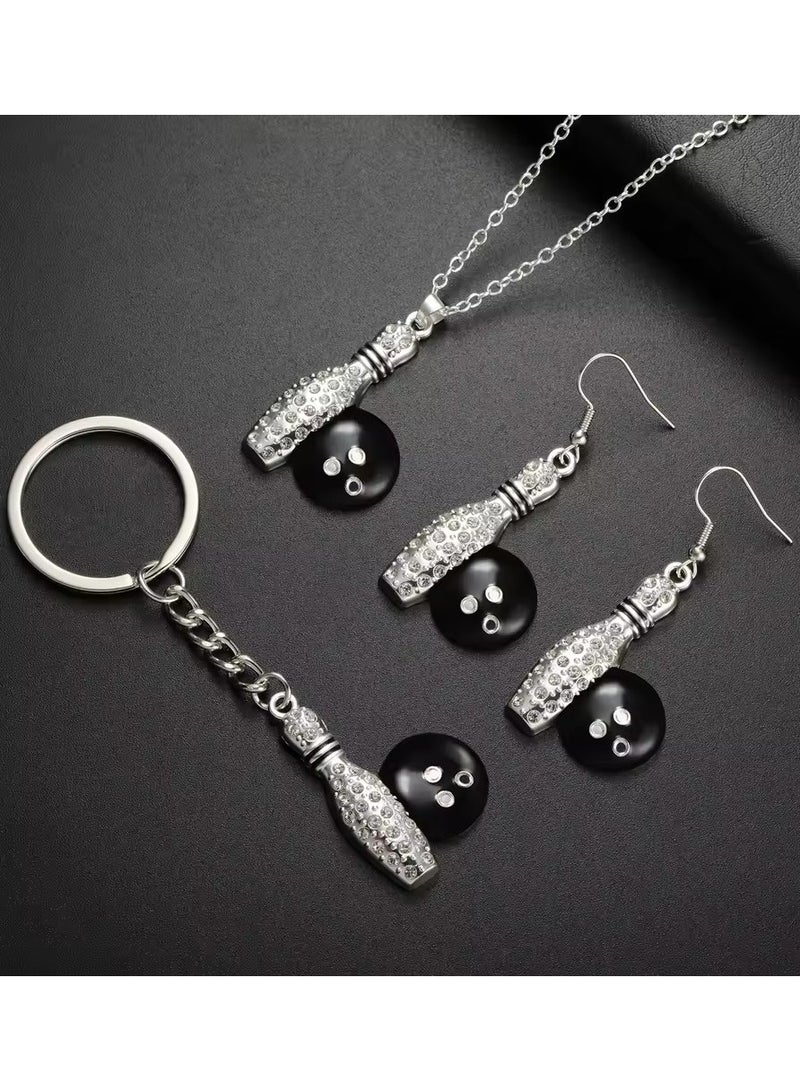 Goolsky Fashion Crystal Rhinestone Bowling Ball Pendants for Women Stainless Steel Sports Key Ring Car Key Chains Women Jewelry  - Image 2