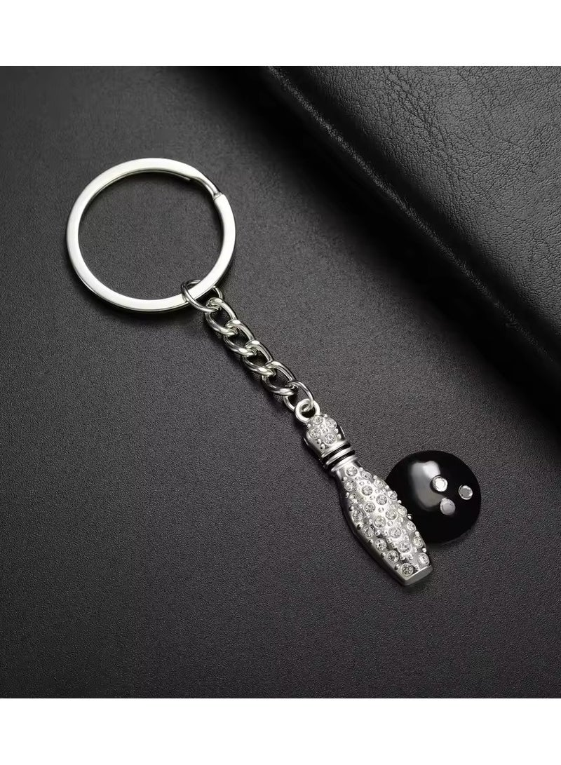 Goolsky Fashion Crystal Rhinestone Bowling Ball Pendants for Women Stainless Steel Sports Key Ring Car Key Chains Women Jewelry  - Image 3