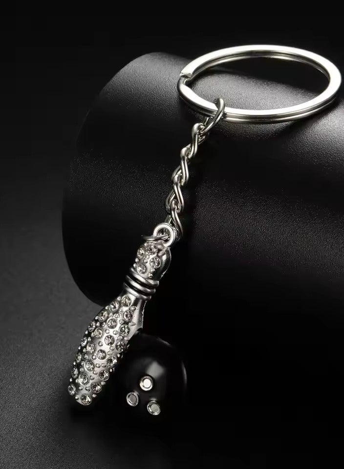 Goolsky Fashion Crystal Rhinestone Bowling Ball Pendants for Women Stainless Steel Sports Key Ring Car Key Chains Women Jewelry  - Image 4