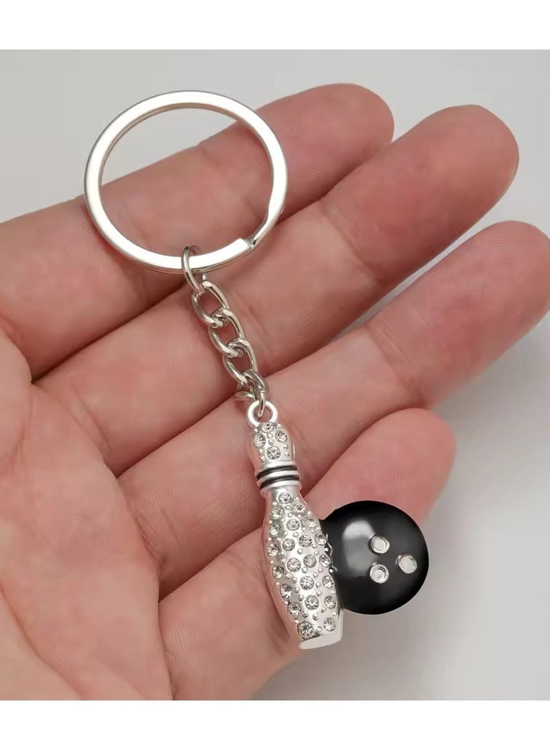 Goolsky Fashion Crystal Rhinestone Bowling Ball Pendants for Women Stainless Steel Sports Key Ring Car Key Chains Women Jewelry  - Image 5