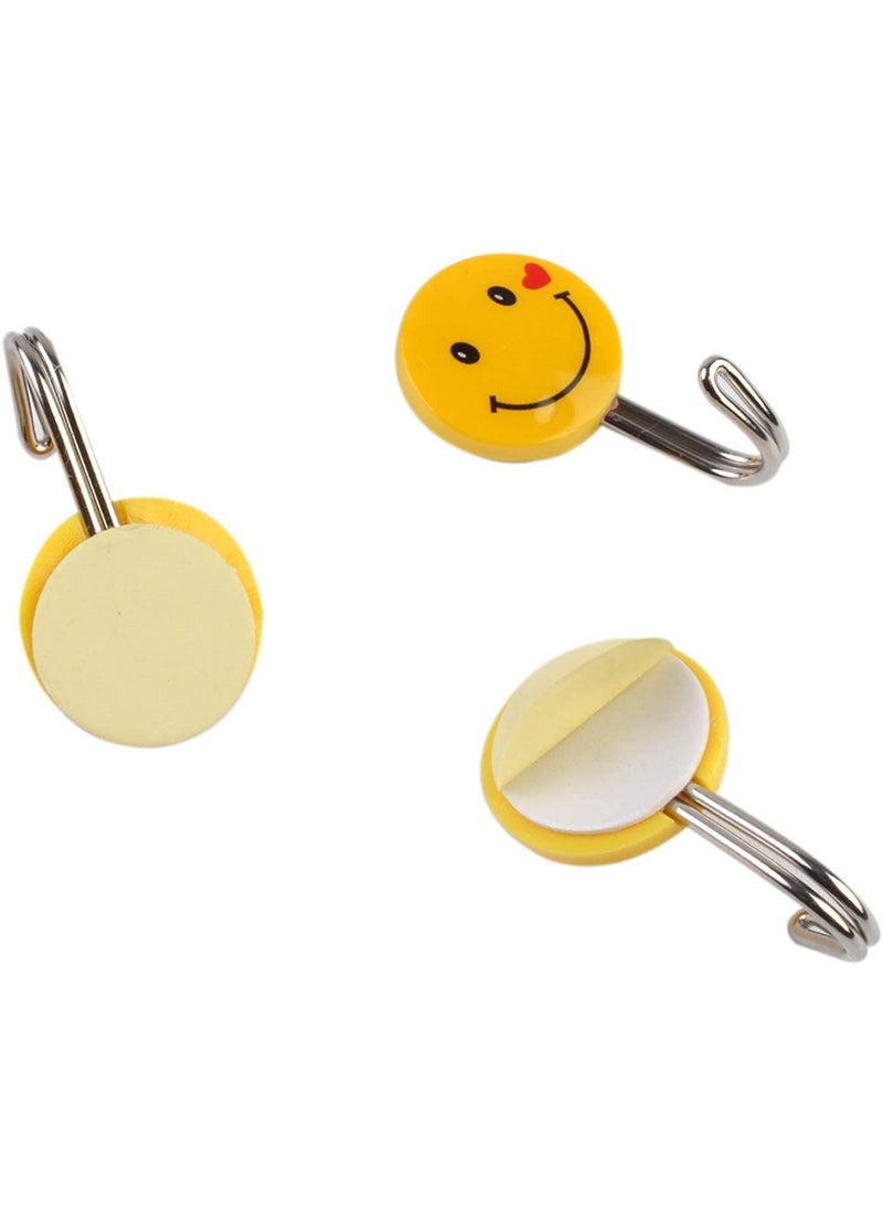 Wofier Wofier Plastic Smiley Self Adhesive Wall Hanging Hooks Load Capacity Upto 2kg Set of 3pcs  - Image 2