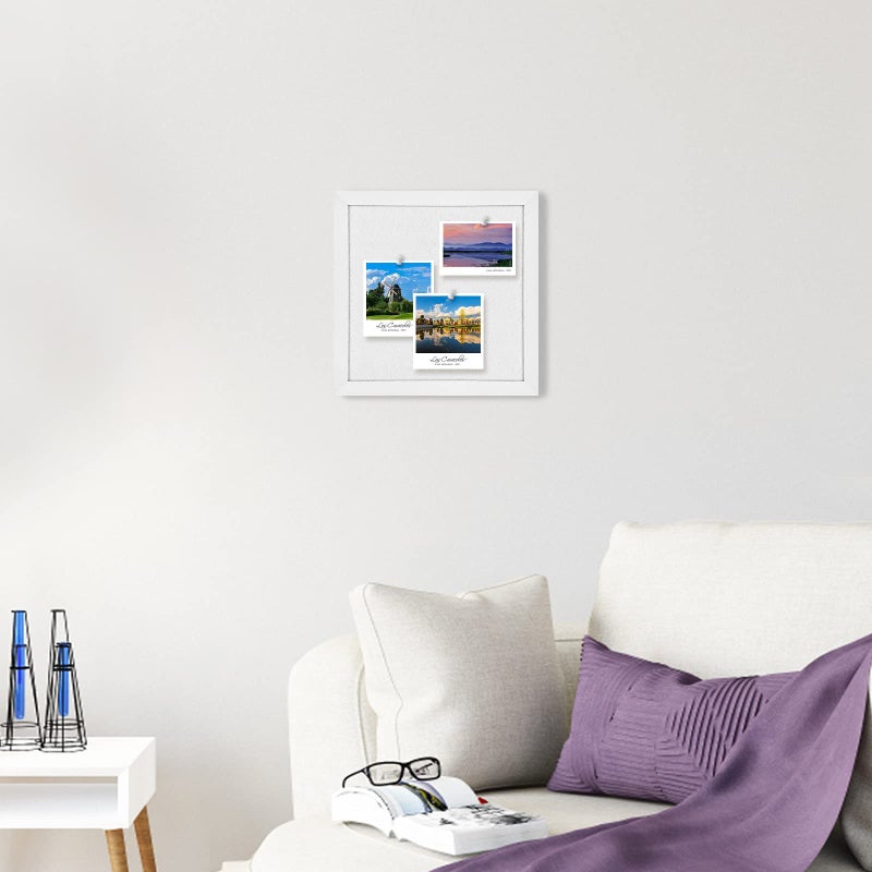 Aitakatta Cork Board Bulletin Board, Cork Boards for Walls with Felt, Small Corkboard with White Frame, Decorative Hanging Pin Board for Home School Office, Vision Board, 11.8x11.8 inches White 1pc - Image 3