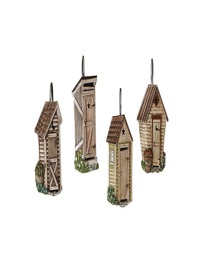Park Designs Outhouse Shower Curtain Hooks | Decorative Rustic Bathroom Curtain Hook Set of 12 | Hand-Painted Resin with Vintage Country Charm | Farmhouse Bath Accessory for Themed Décor | Durable & - Image 1