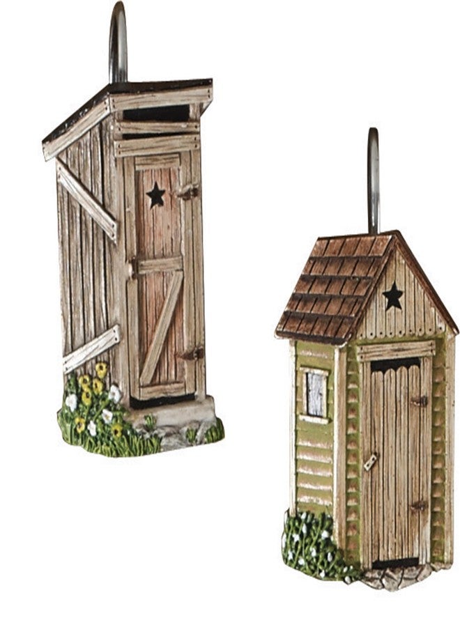 Park Designs Outhouse Shower Curtain Hooks | Decorative Rustic Bathroom Curtain Hook Set of 12 | Hand-Painted Resin with Vintage Country Charm | Farmhouse Bath Accessory for Themed Décor | Durable & - Image 5