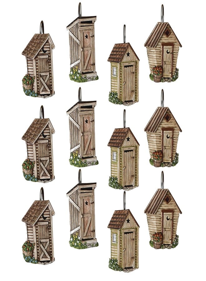 Park Designs Outhouse Shower Curtain Hooks | Decorative Rustic Bathroom Curtain Hook Set of 12 | Hand-Painted Resin with Vintage Country Charm | Farmhouse Bath Accessory for Themed Décor | Durable & - Image 4