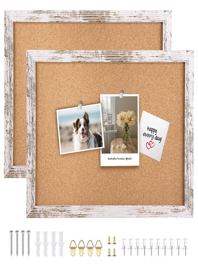 Aitakatta Cork Board Bulletin Board, 14.2x10.2 inches Decorative Hanging Framed Cork Boards for Walls, Pin Board Vision Board for School Home Office, Bulletin Board with White Wood Frame (2636,WH,2pc) - Image 1
